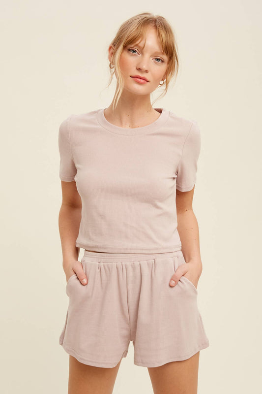 Ribbed T-Shirt and Shorts Lounge Set