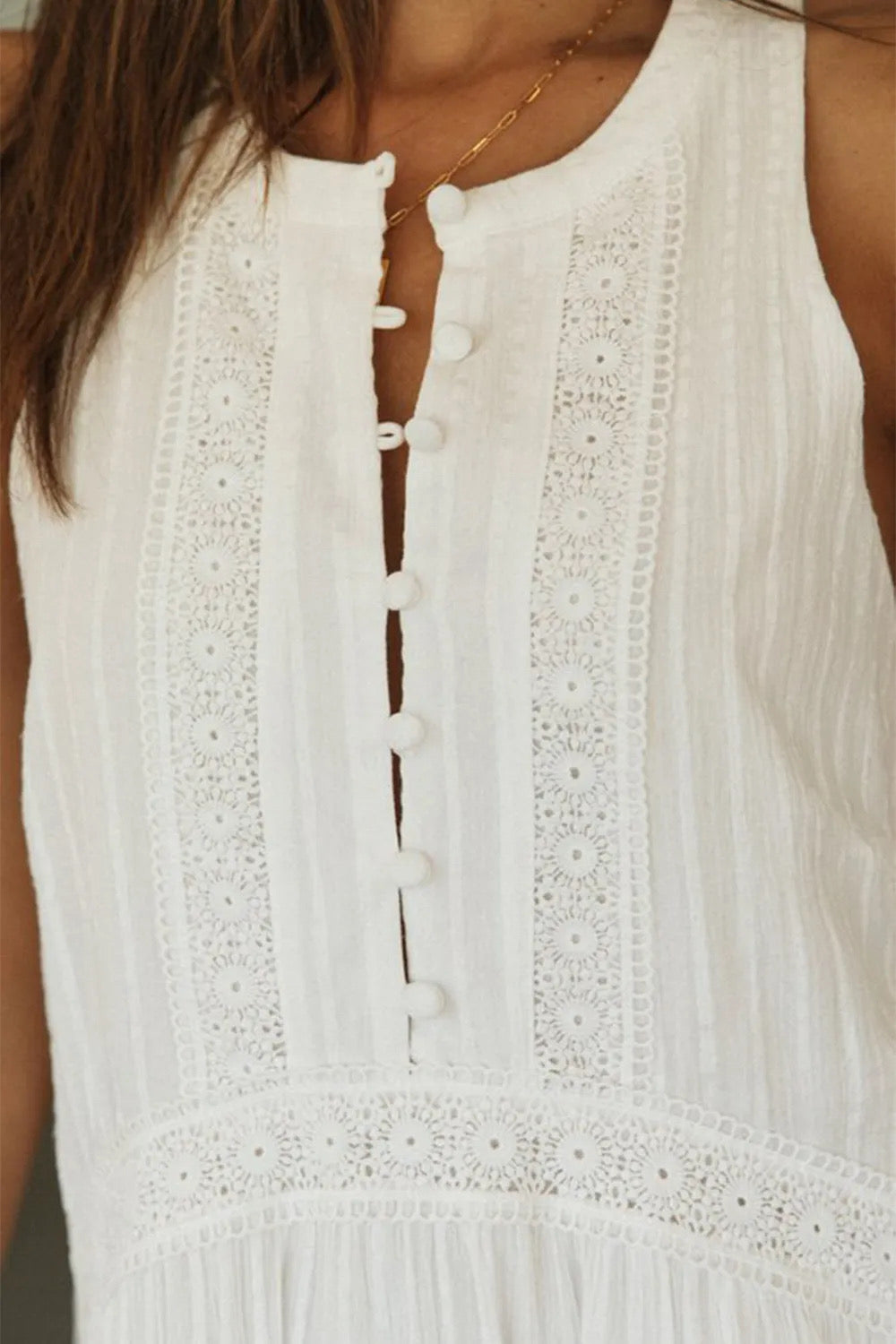 Half-Button Sleeveless Mini Dress