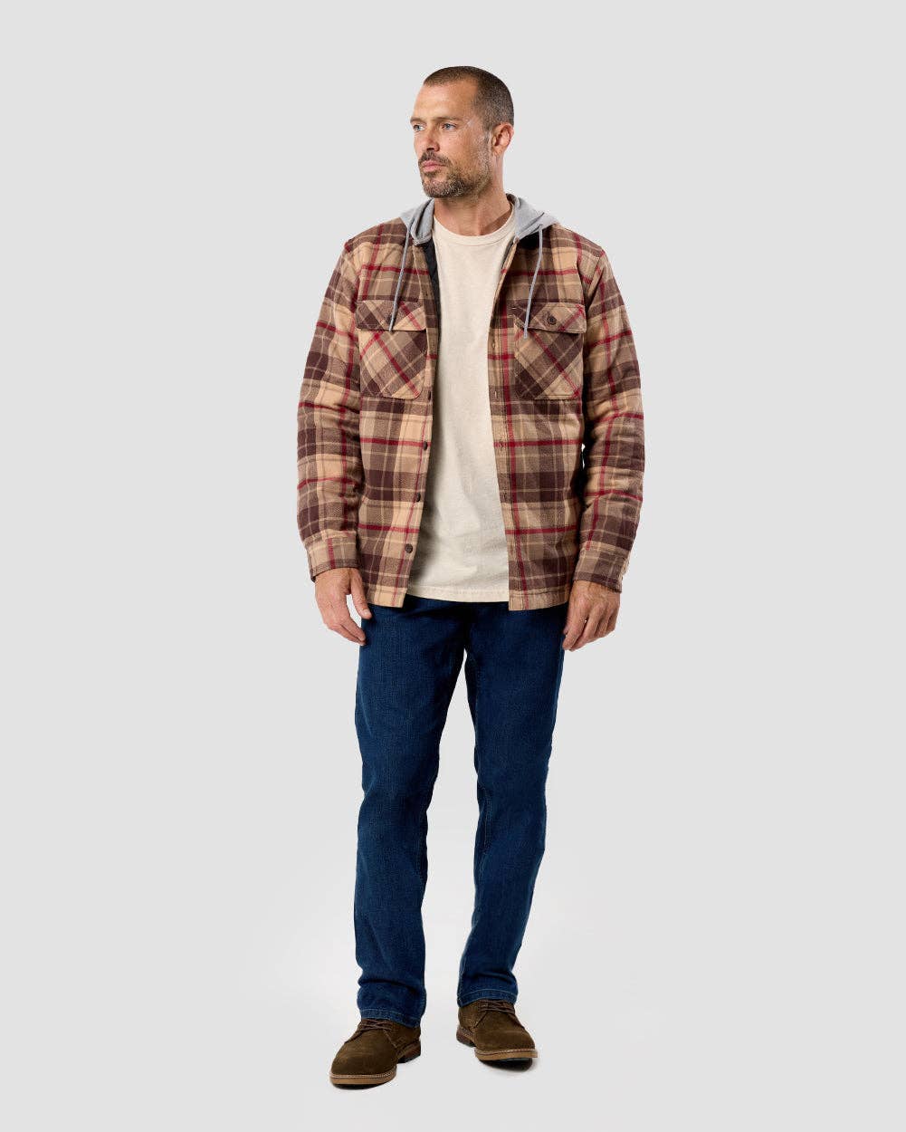 Men's Hooded Flannel Zip-Up Shirt Jacket