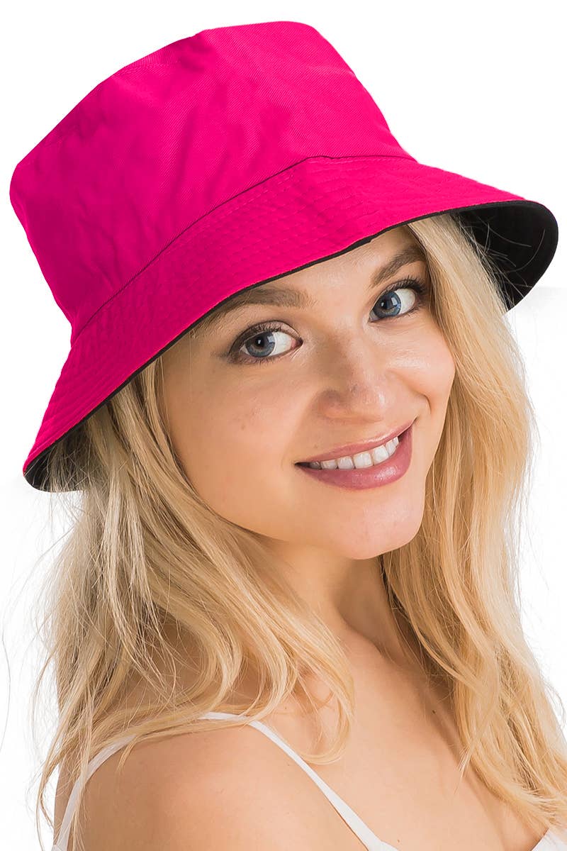 Solid Reversible Black Bottom Cotton Bucket Hat