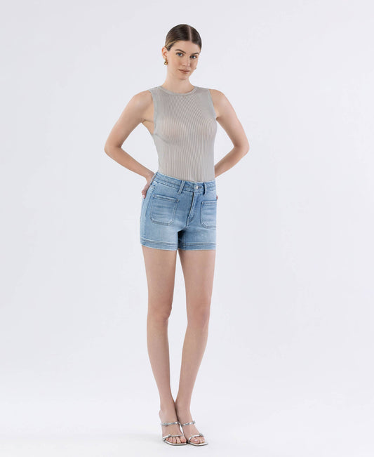 High Rise Shorts w/ Patch Pockets