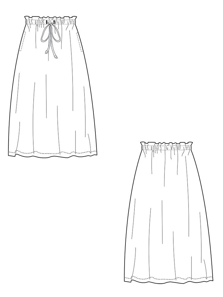 Mya Drawstring Midi Skirt Cocoa Stripe