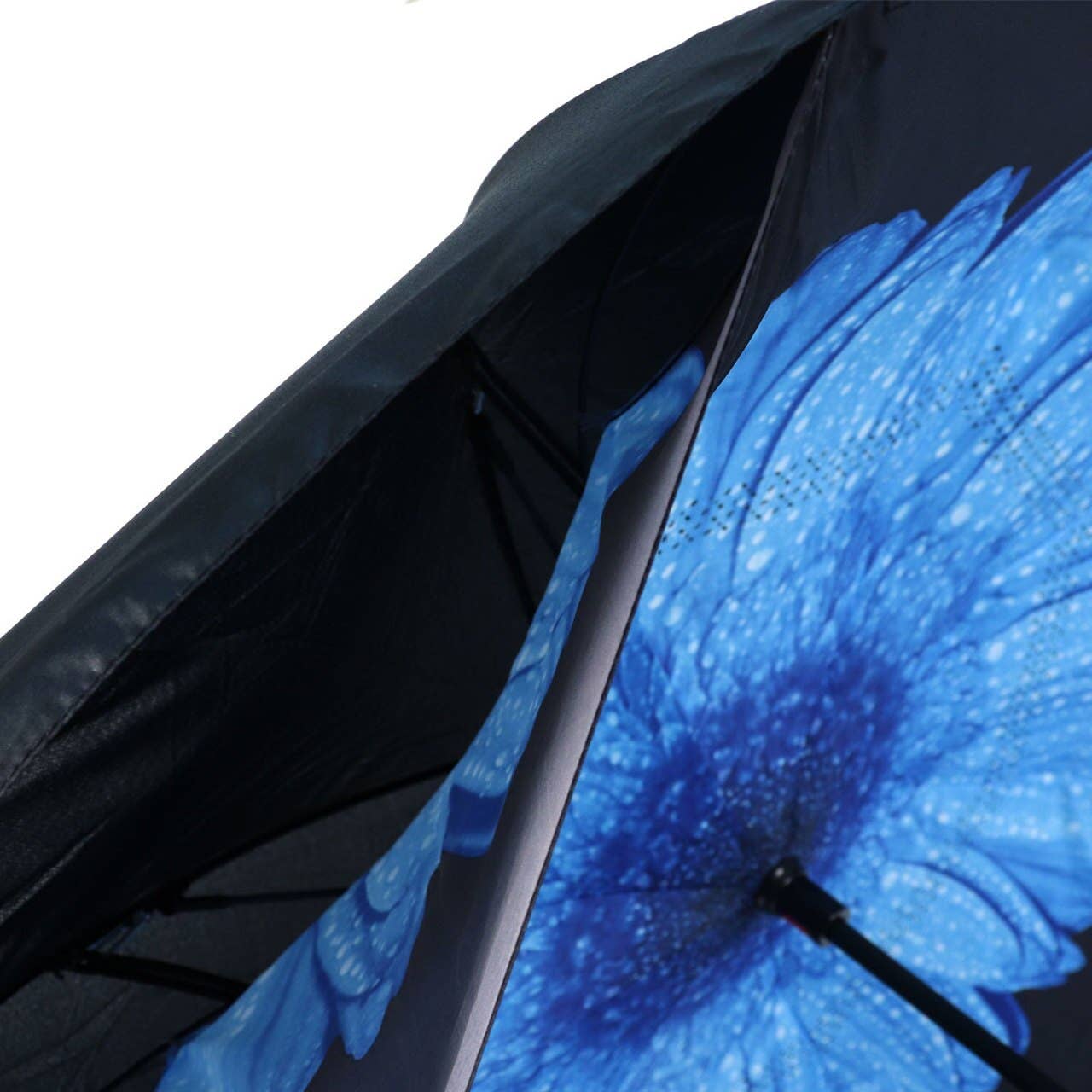 Deep Blue Flower Double Layer Inverted Umbrella