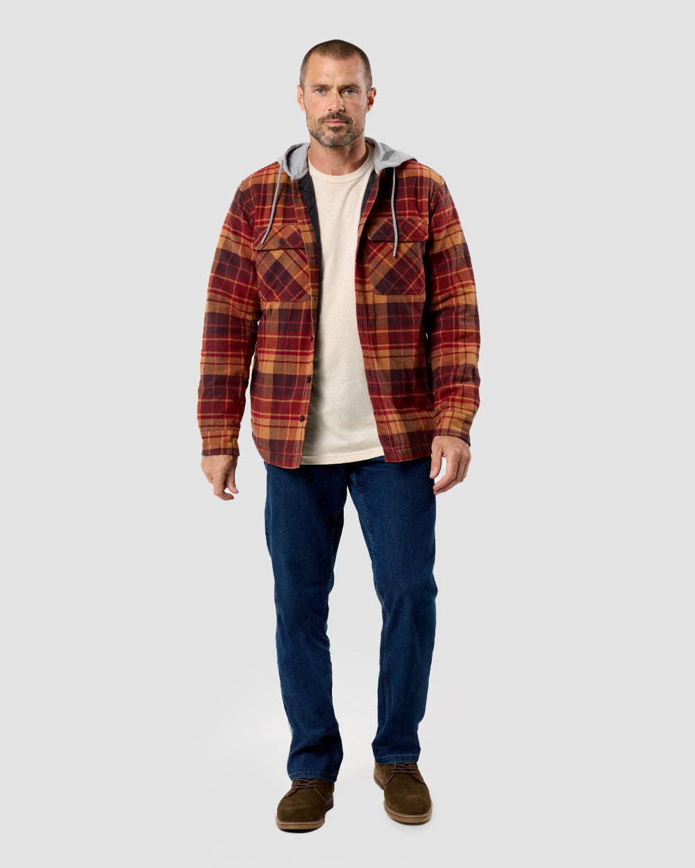 Men's Hooded Flannel Zip-Up Shirt Jacket