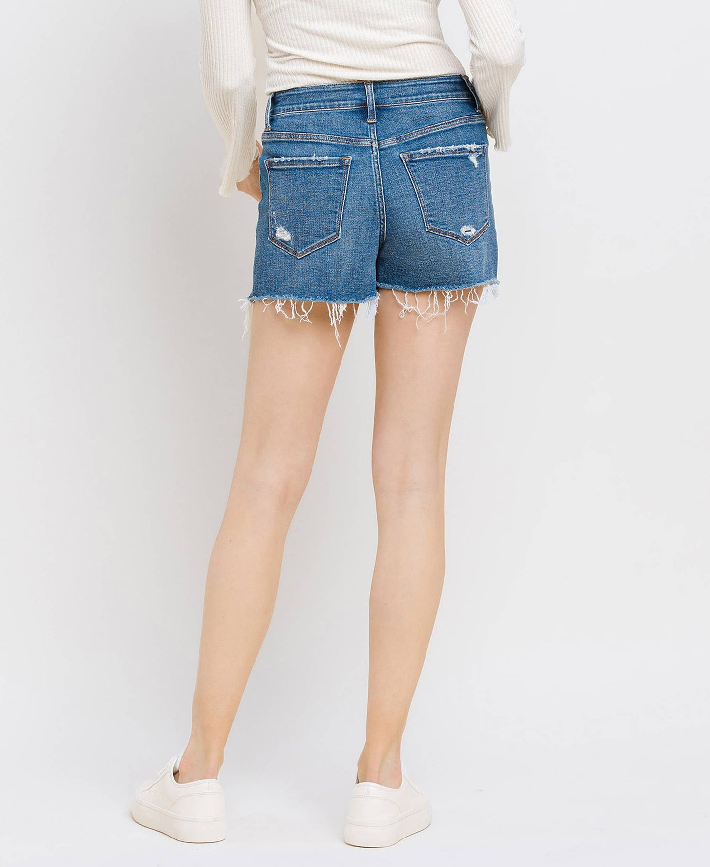 High Rise Distressed Shorts