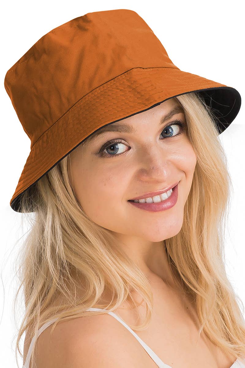Solid Reversible Black Bottom Cotton Bucket Hat