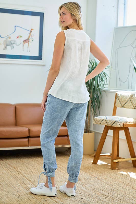 Cotton Gauze Sleeveless Blouse