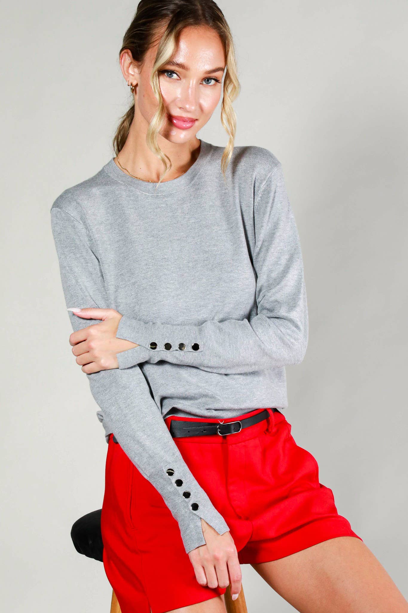 Button Detail Knitted Sweater
