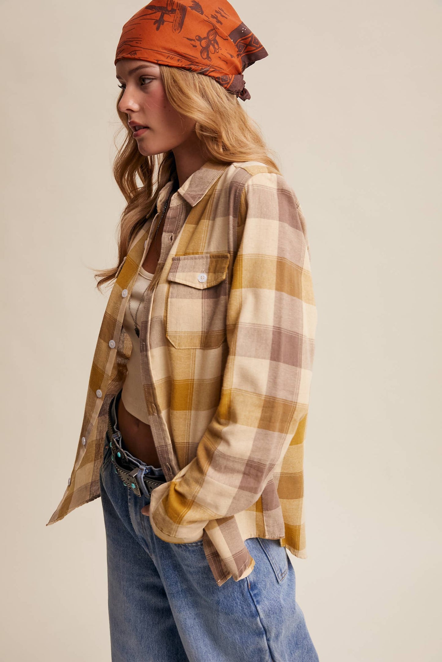 Western Plaid Button-Down Shirt