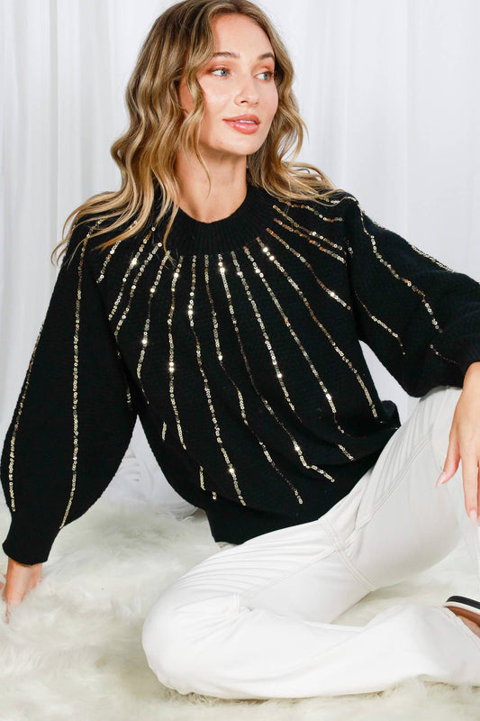 Sequined Dolman Sleeve Sweater