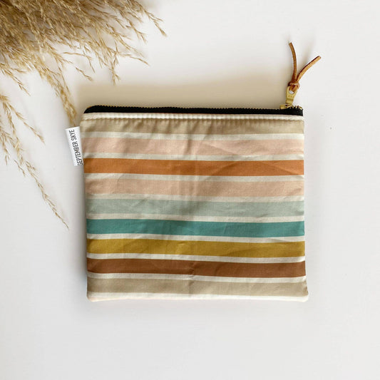 Simple zipped pouch in boho stripe