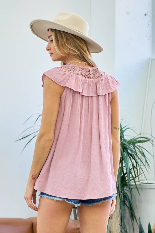 Crochet Yoke Ruffle Top