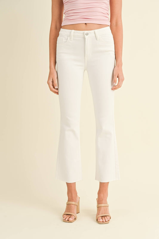 Cropped Flare in White