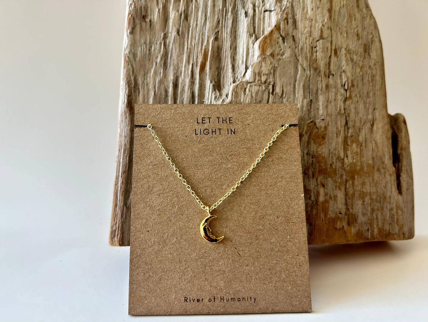 Mini Crescent Moon Gold Plated Brass Necklace