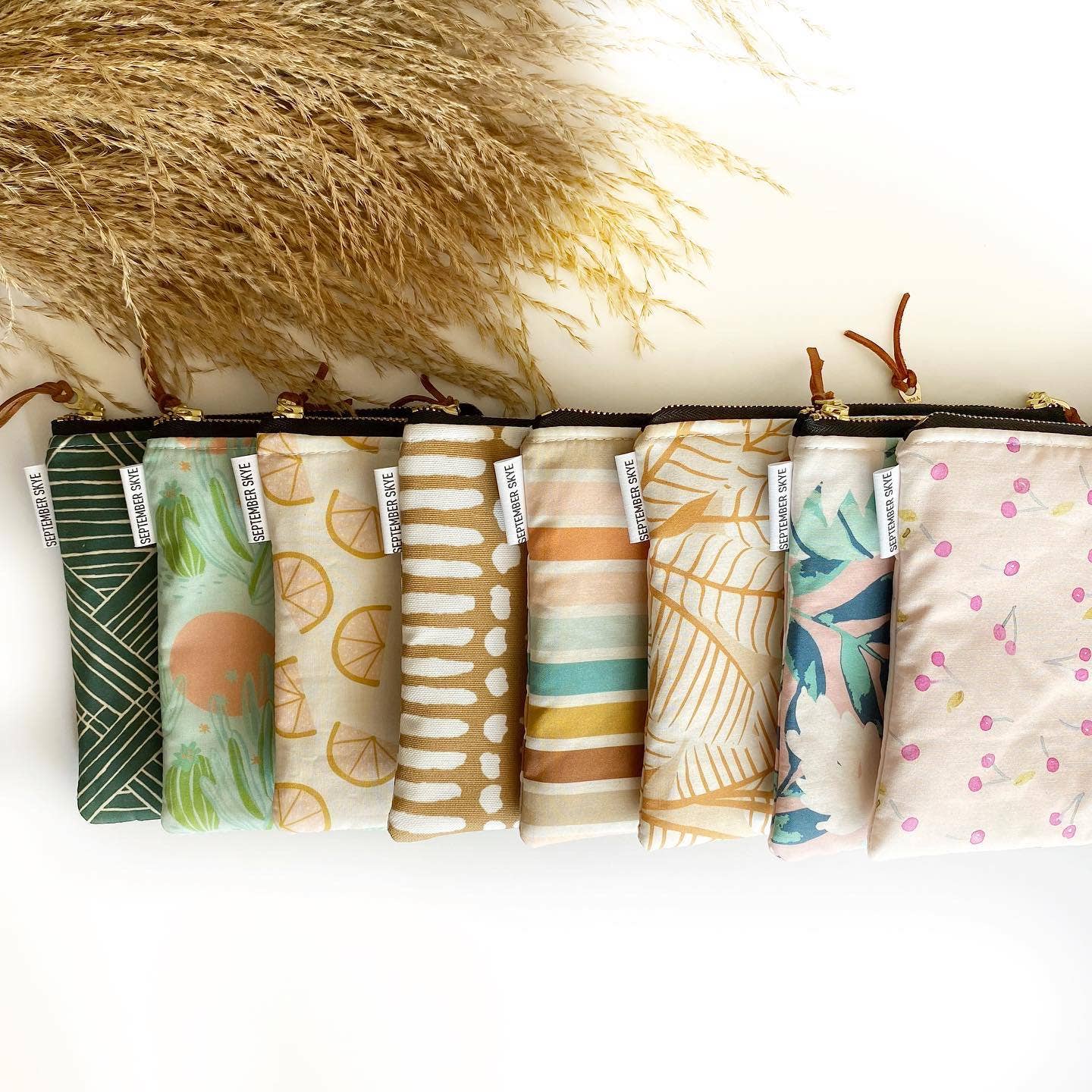 Simple zipped pouch in boho stripe