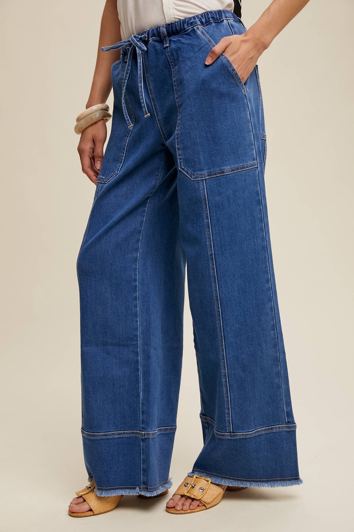 Relaxed Wide-Leg Denim Pants