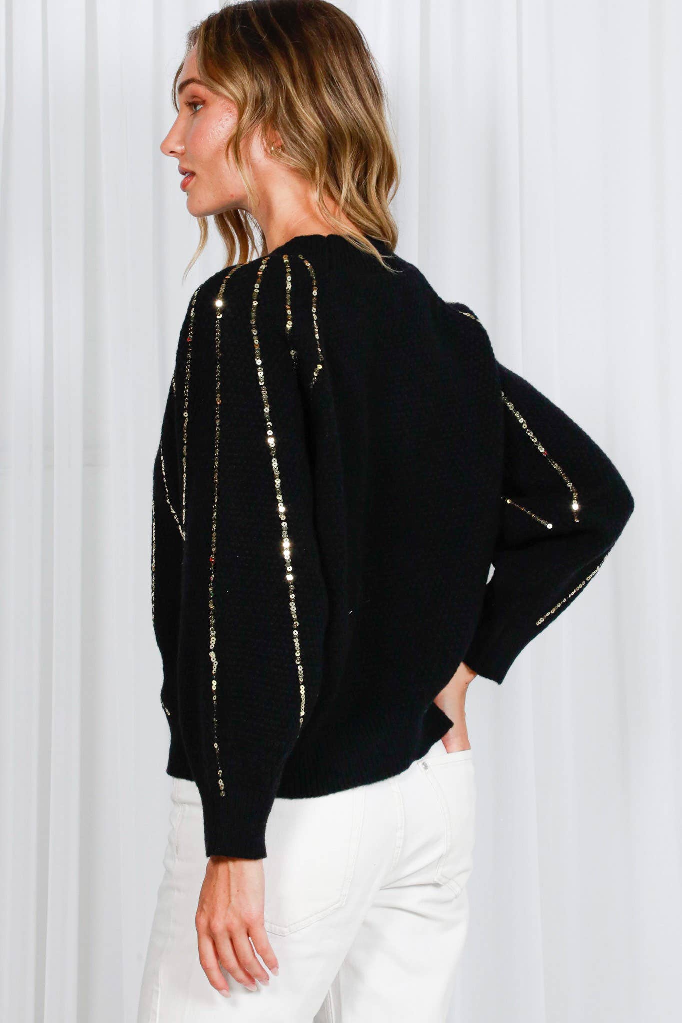 Sequined Dolman Sleeve Sweater