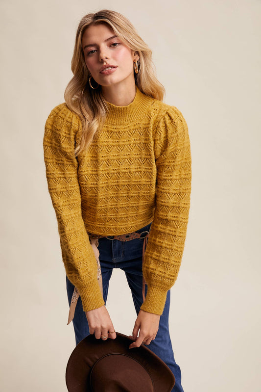 Pointelle Puff Sleeve Sweater