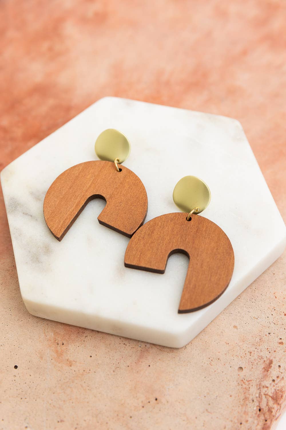 Modern Wooden Arch Earrings