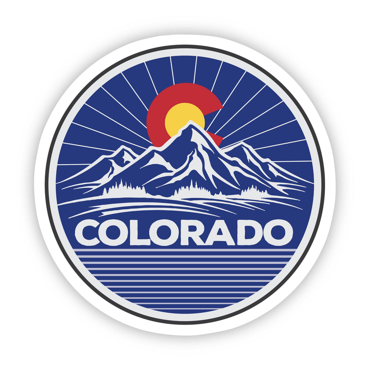 Colorado Mountains Circle Sticker