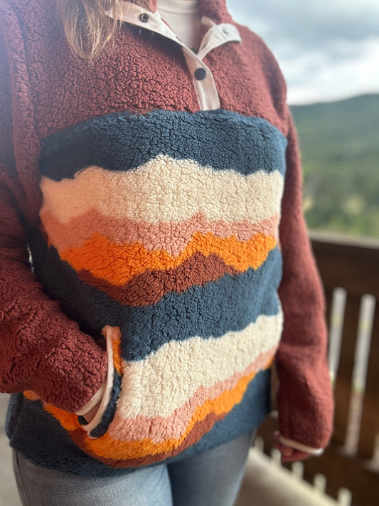 Retro Rockies Sherpa Pullover