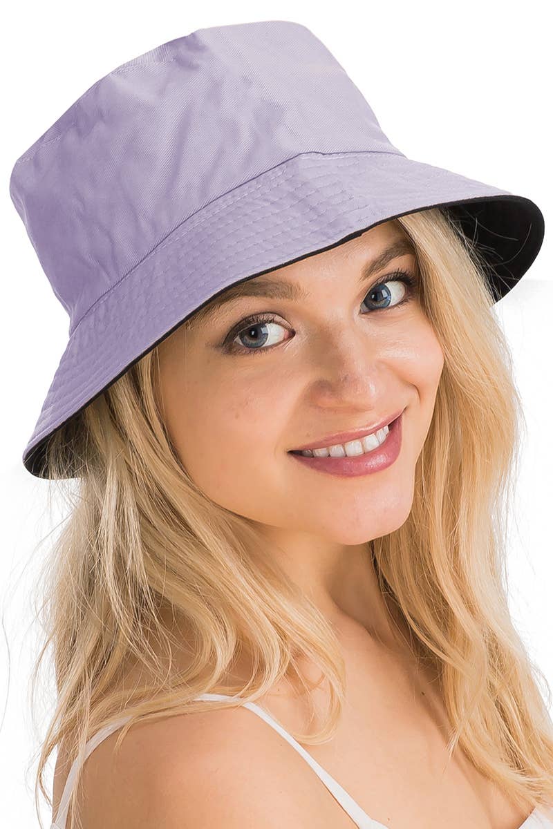 Solid Reversible Black Bottom Cotton Bucket Hat