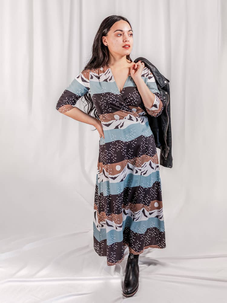 Aditi Wrap Dress Mountain Stripe