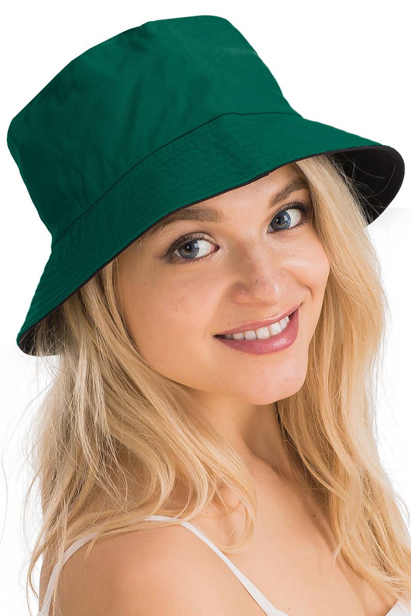 Solid Reversible Black Bottom Cotton Bucket Hat