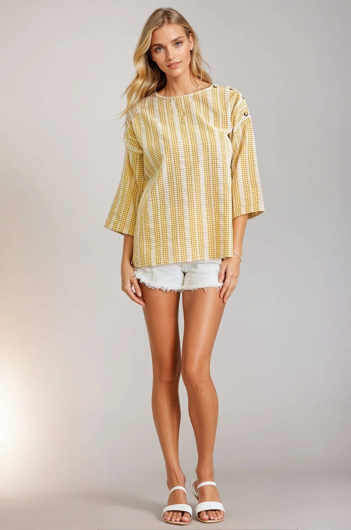 Drop Shoulder Checker Top