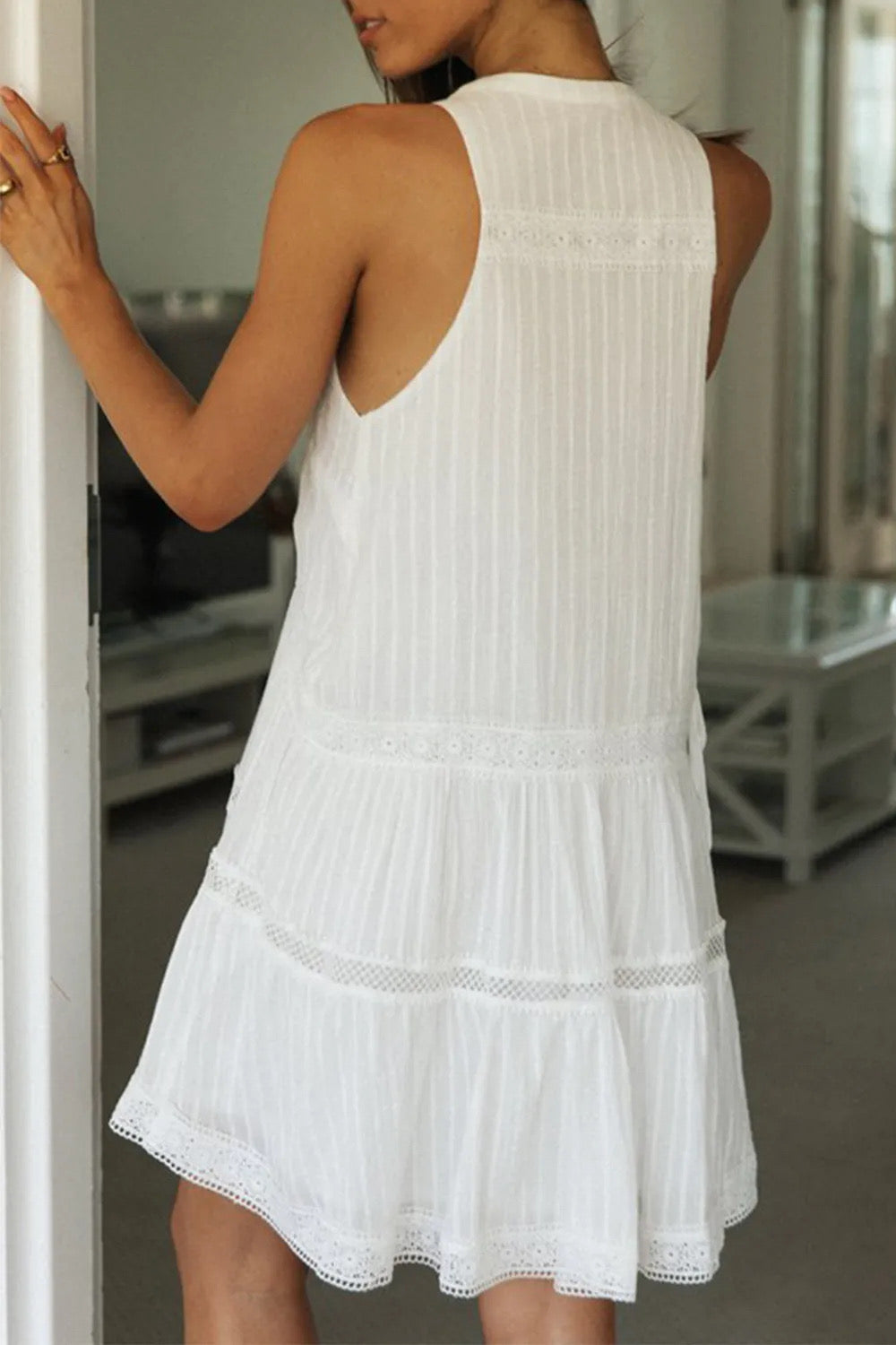 Half-Button Sleeveless Mini Dress