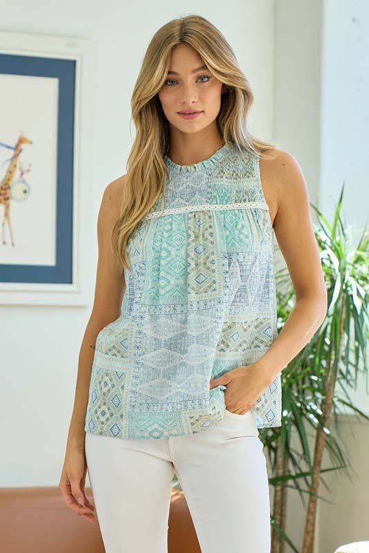 Ruffled Blouse With Smocking Detail