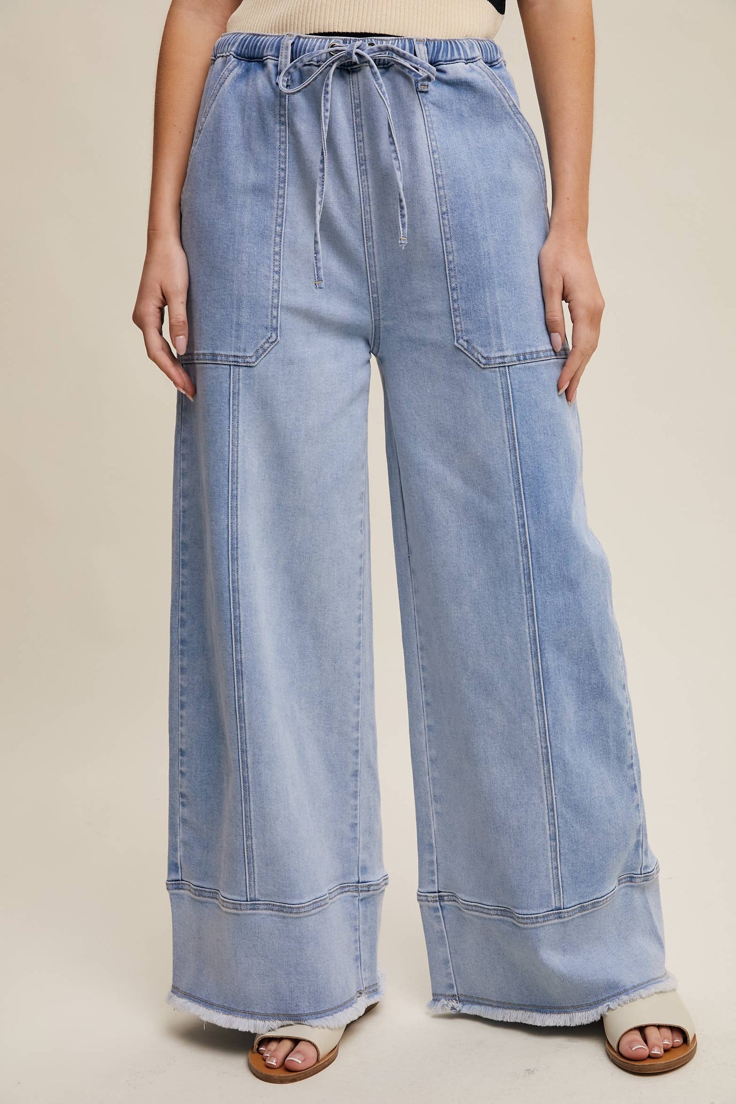 Relaxed Wide-Leg Denim Pants