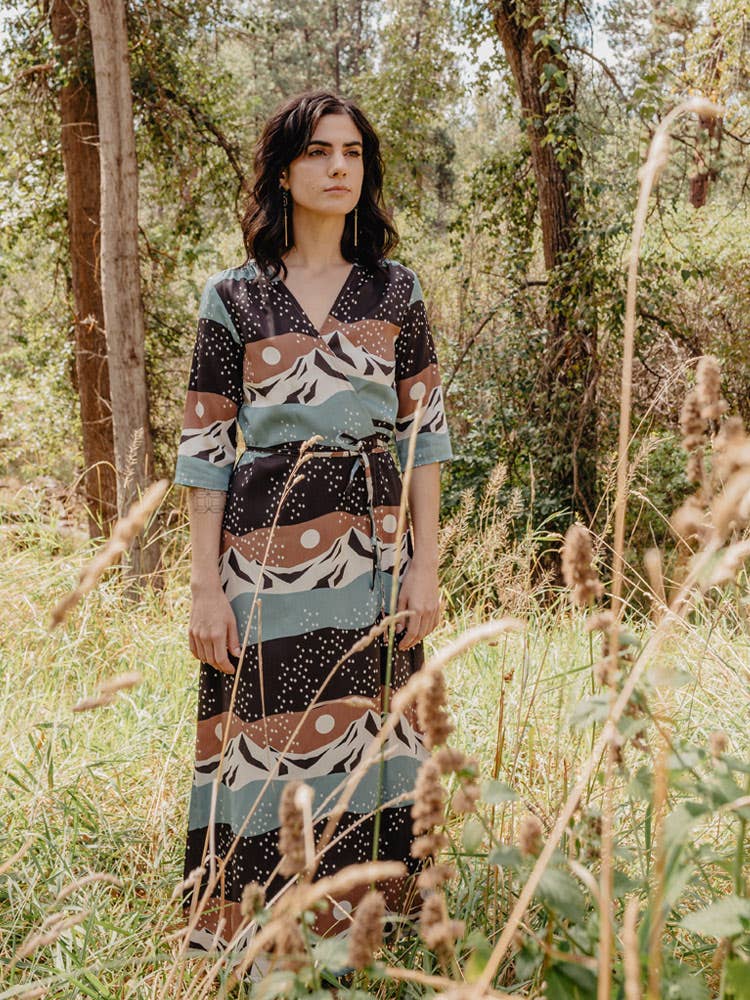 Aditi Wrap Dress Mountain Stripe