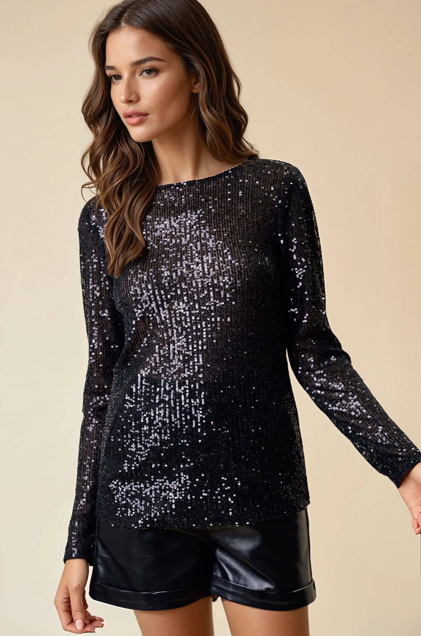 Sequin Long Sleeve Top