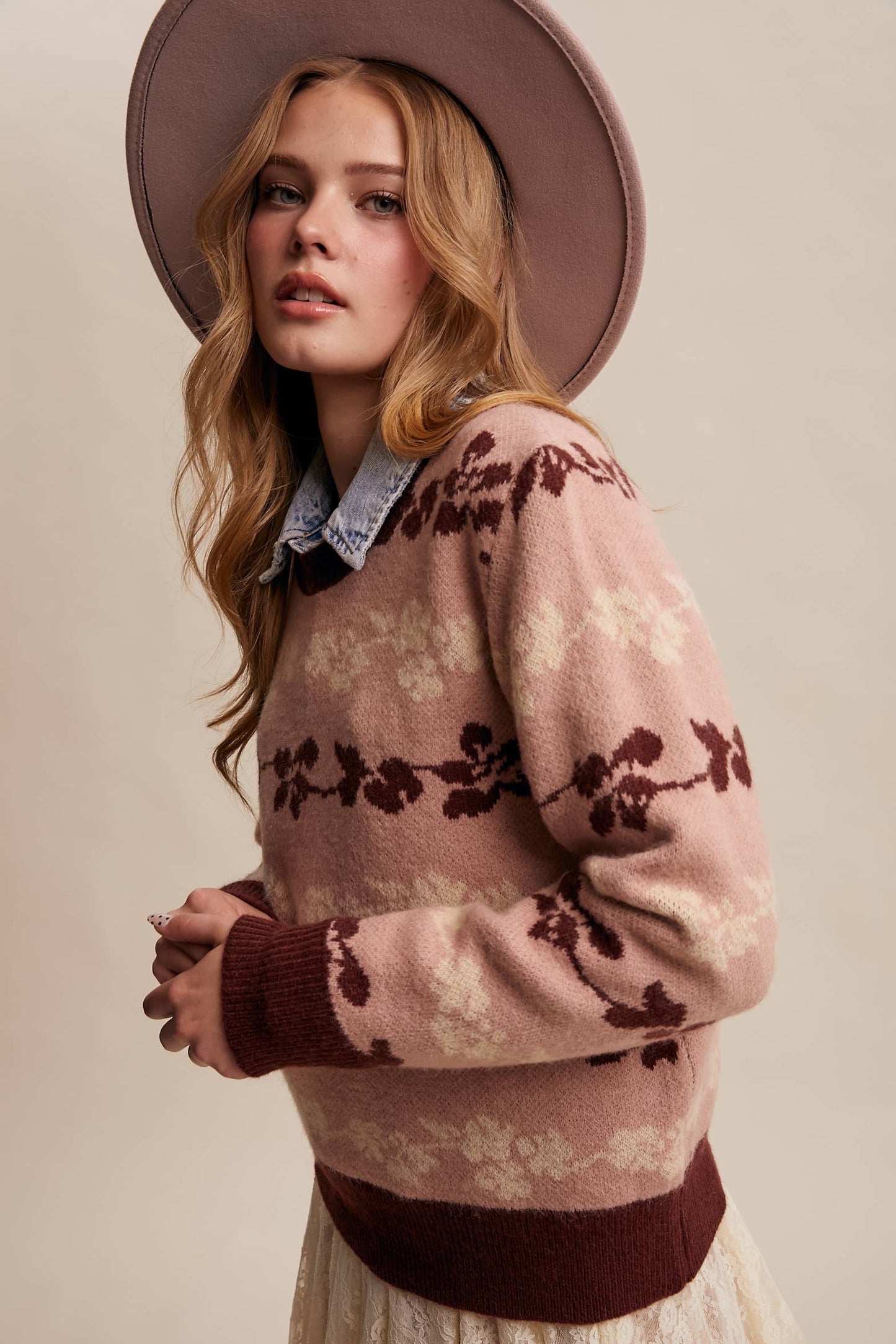 Floral Jacquard Knit Pullover