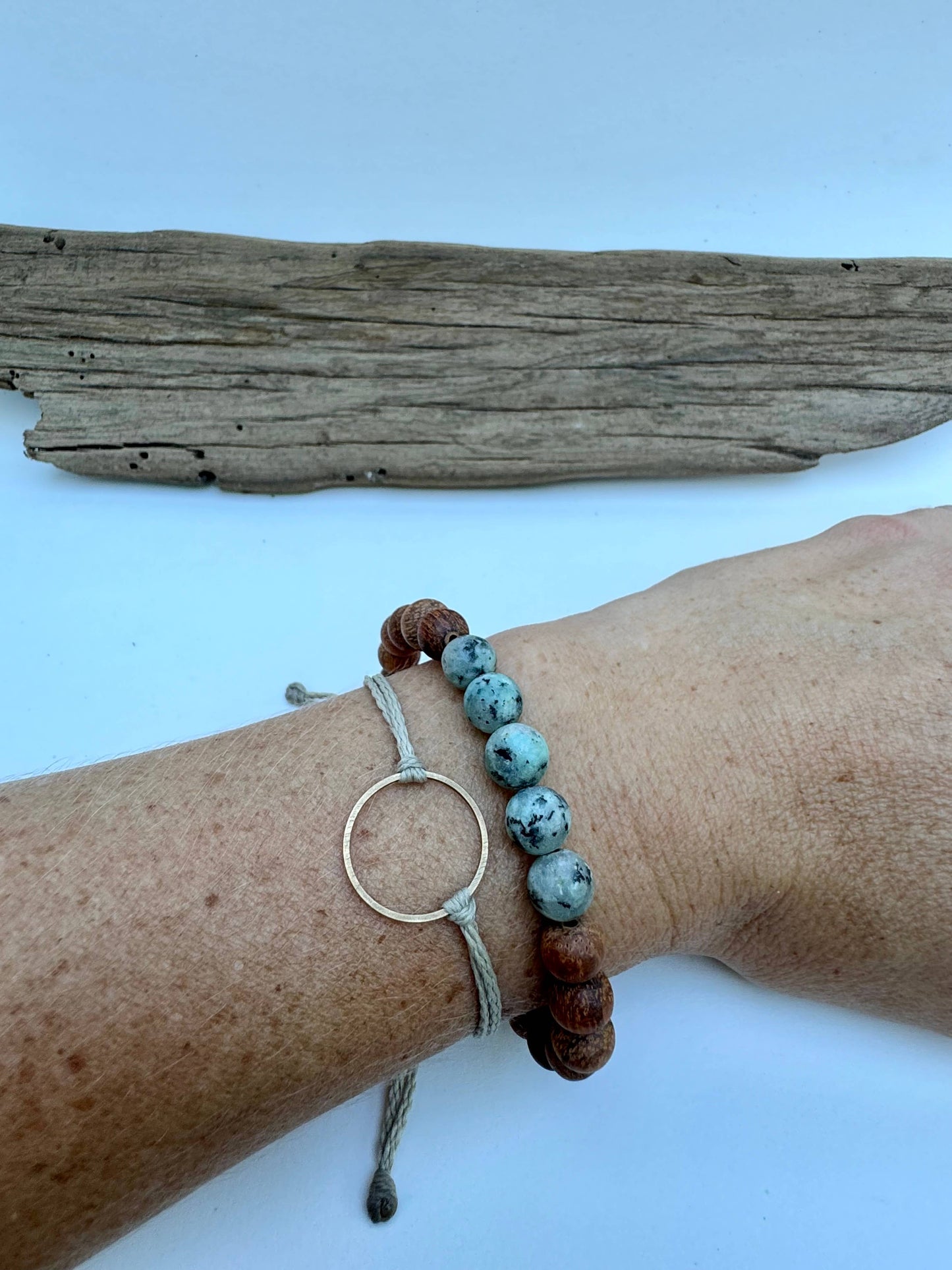 Apatite and Bayong Wood Bracelet