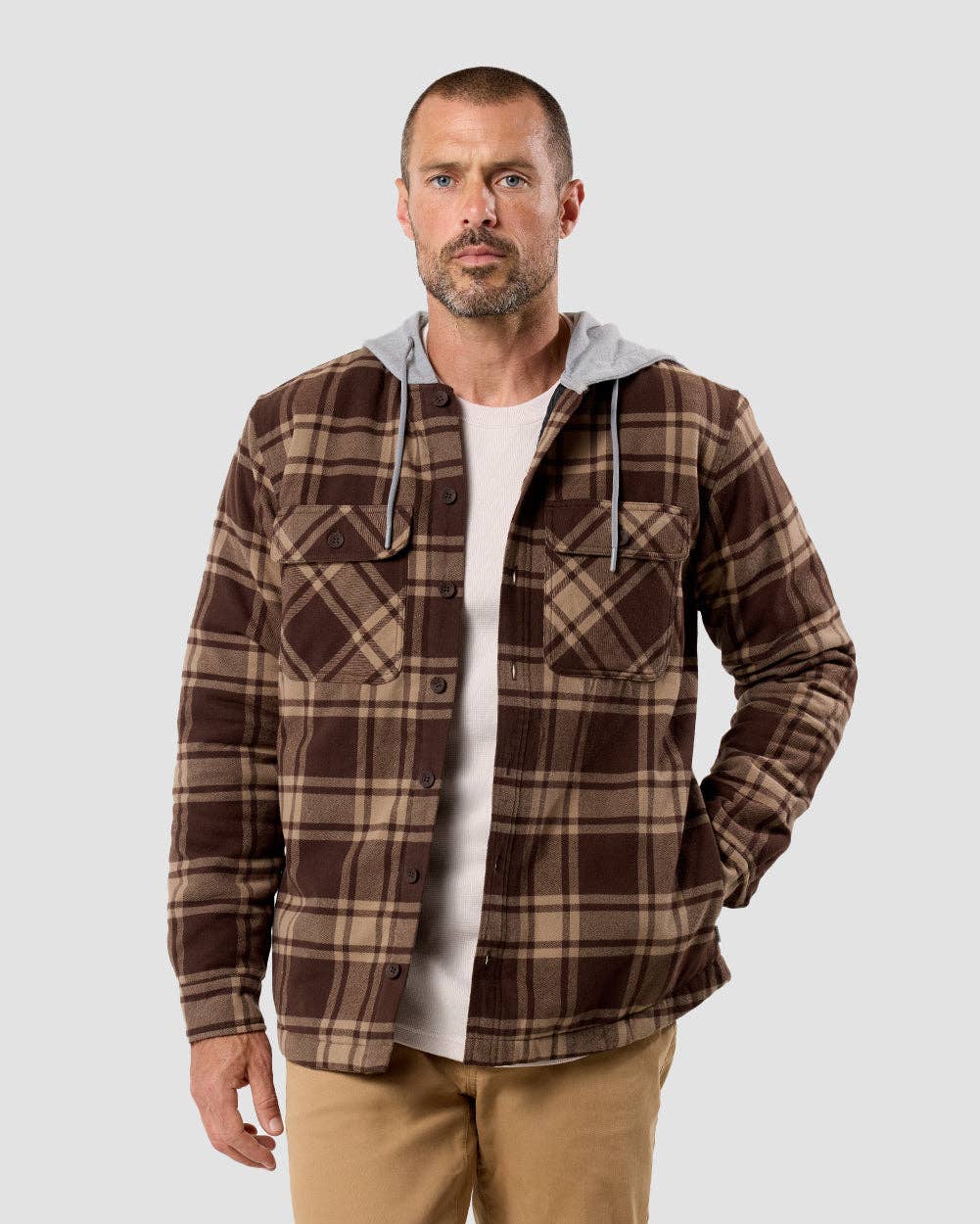 Men's Hooded Flannel Zip-Up Shirt Jacket