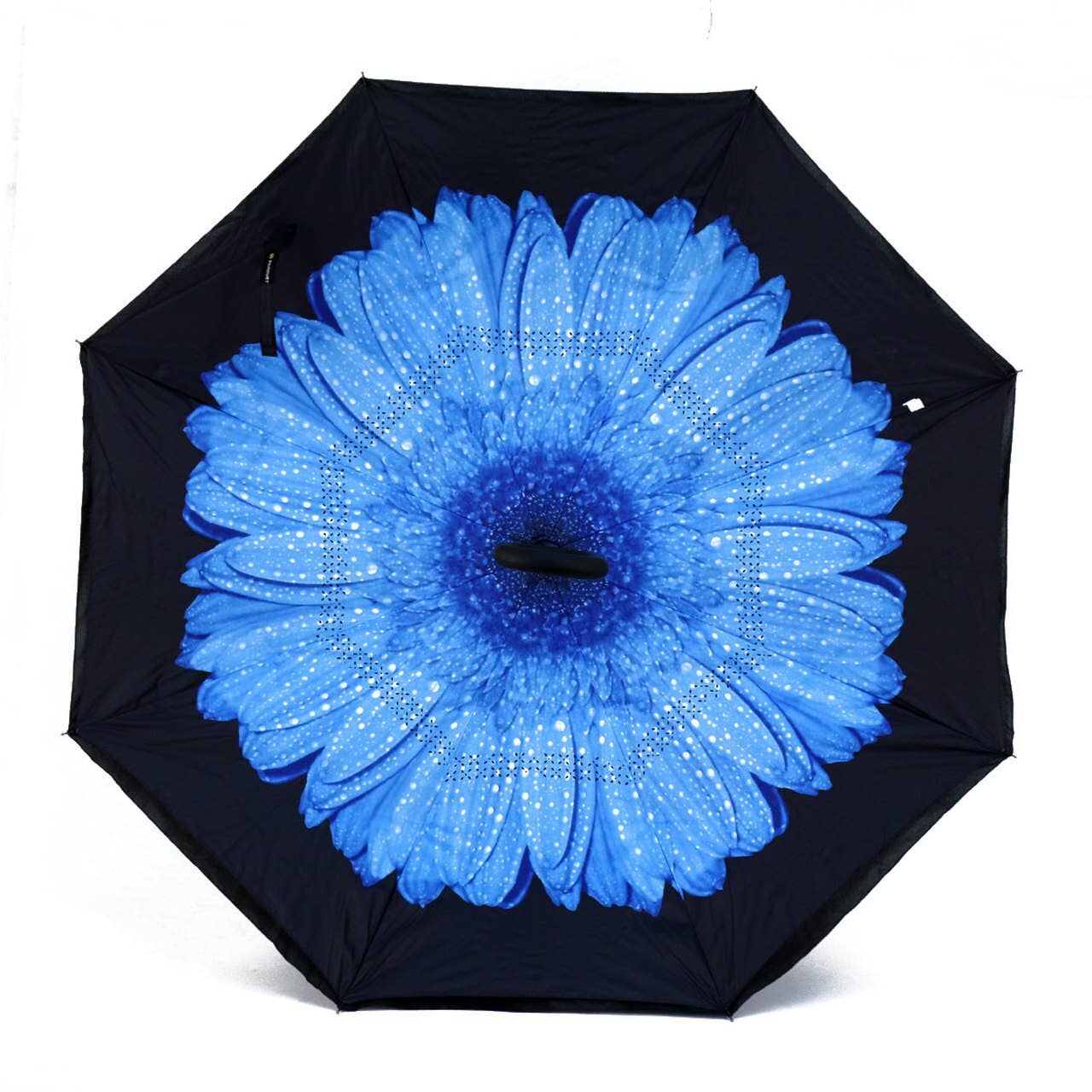 Deep Blue Flower Double Layer Inverted Umbrella