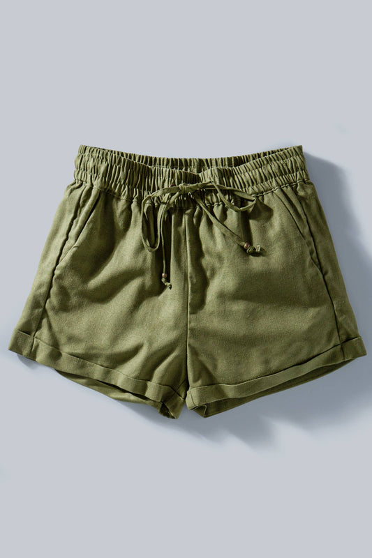 Viscose Linen Blend Drawstring Shorts