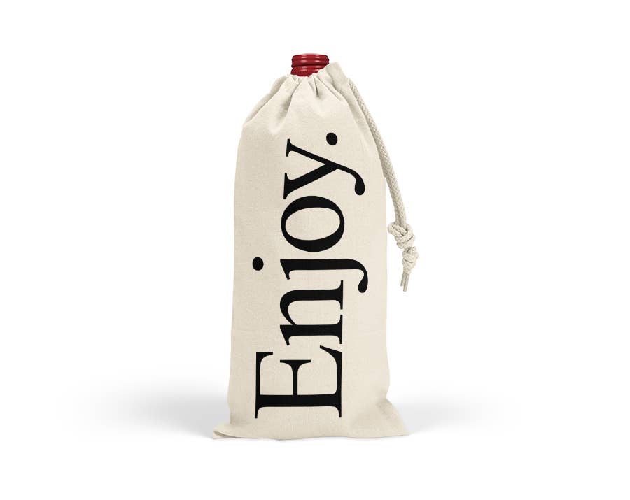 Enjoy Wine Bag Drawstring Canvas Tote