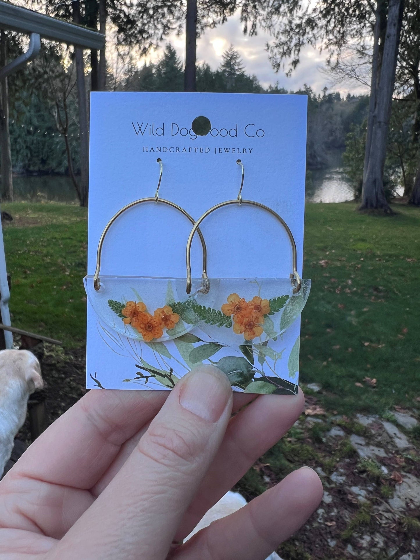 Arched Orange Flower Earrings