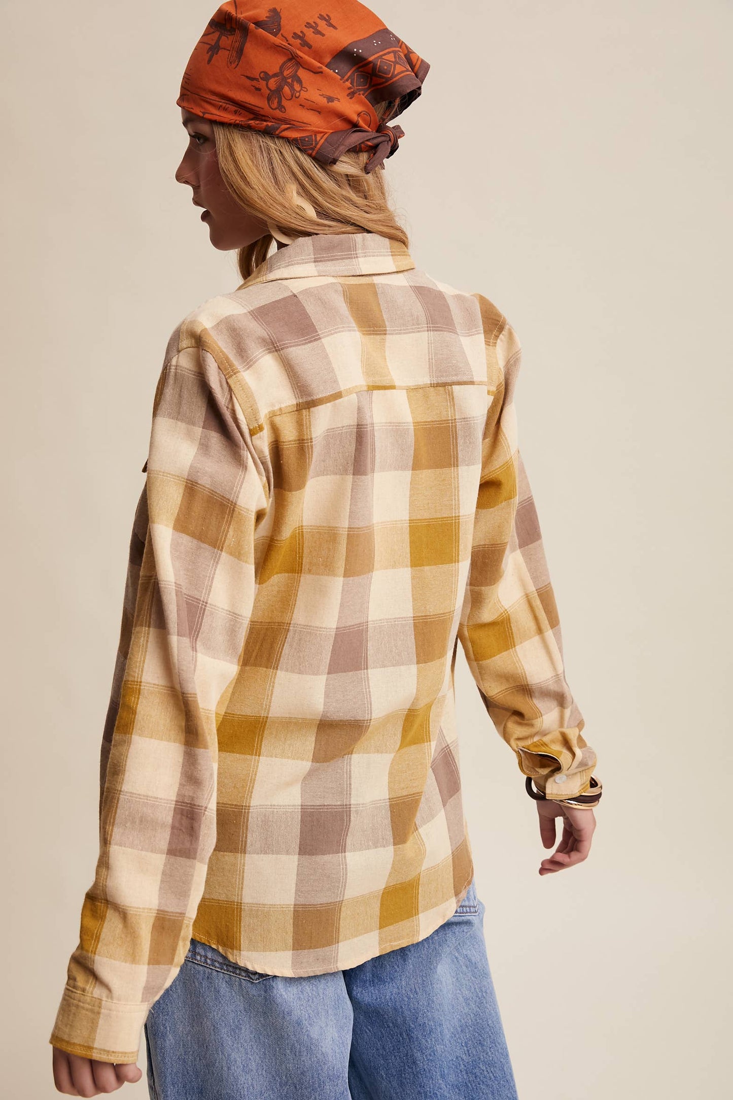 Western Plaid Button-Down Shirt