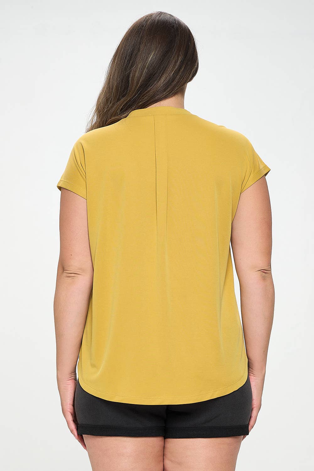 CUPRO SLIT V-TOP WITH PLEAT DETAIL