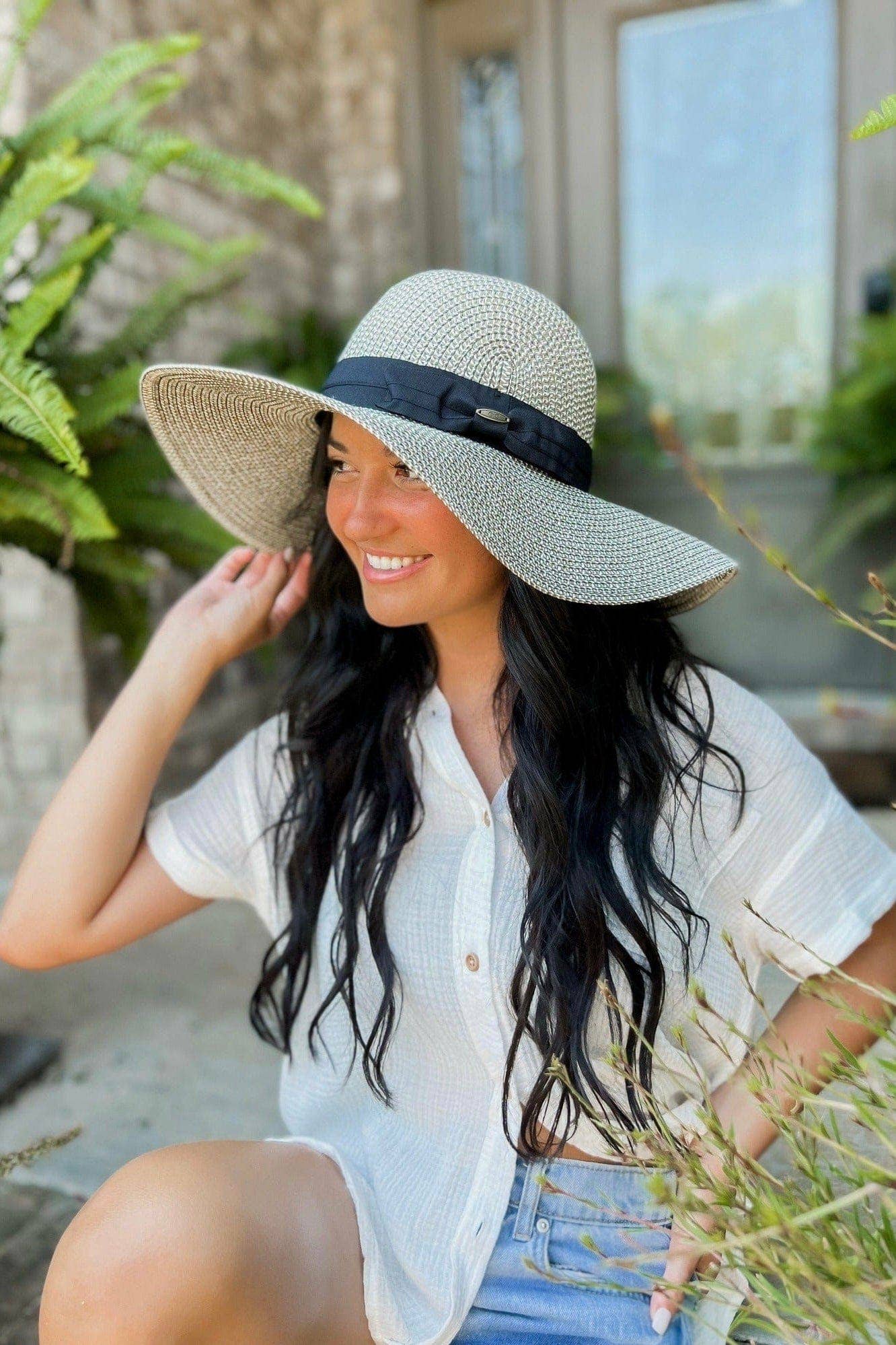 Foldable Straw Sun Hat With Detachable Bow