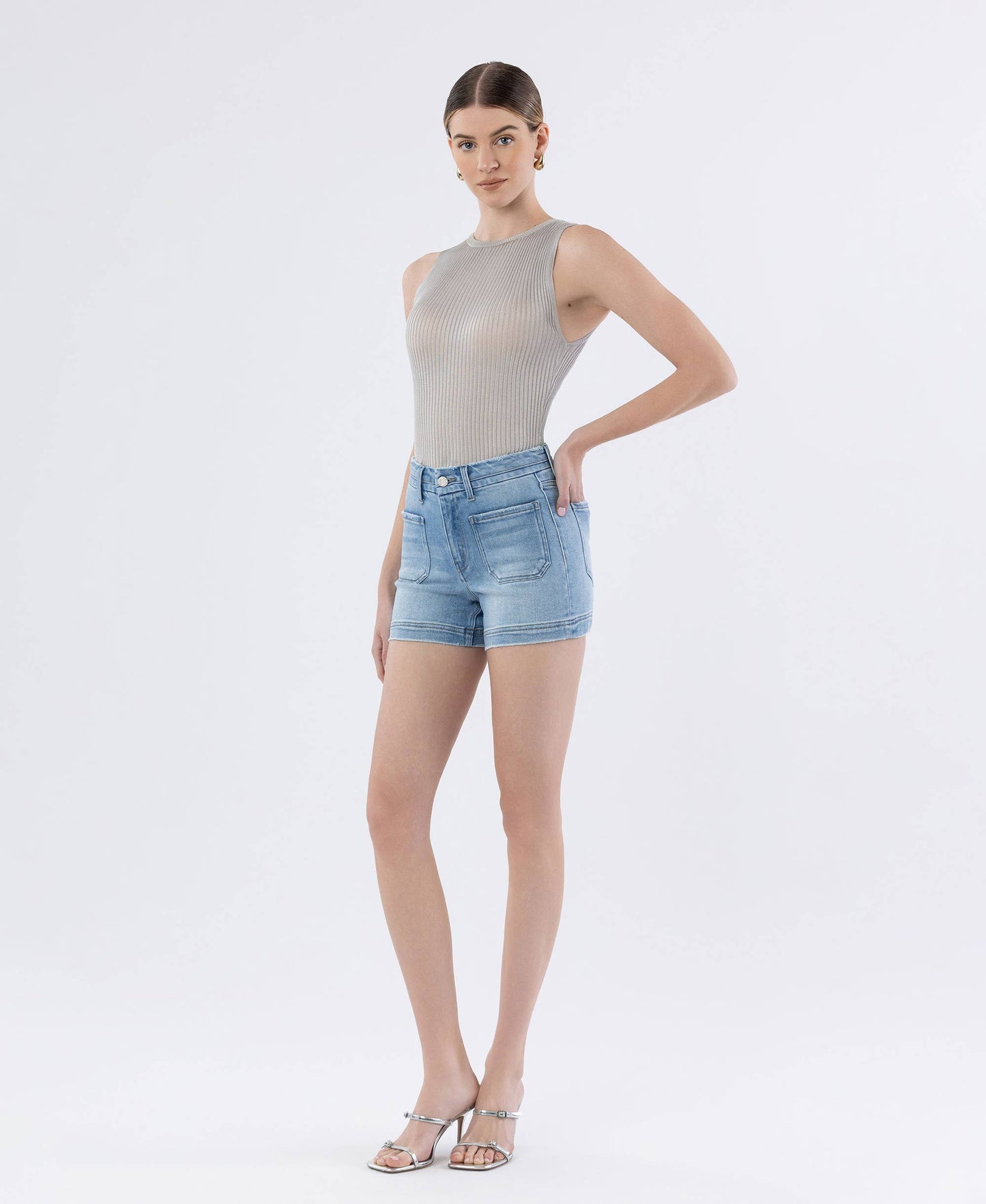 High Rise Shorts w/ Patch Pockets
