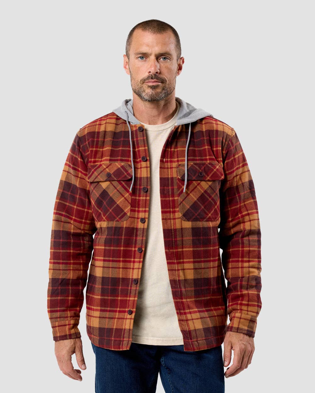 Men's Hooded Flannel Zip-Up Shirt Jacket