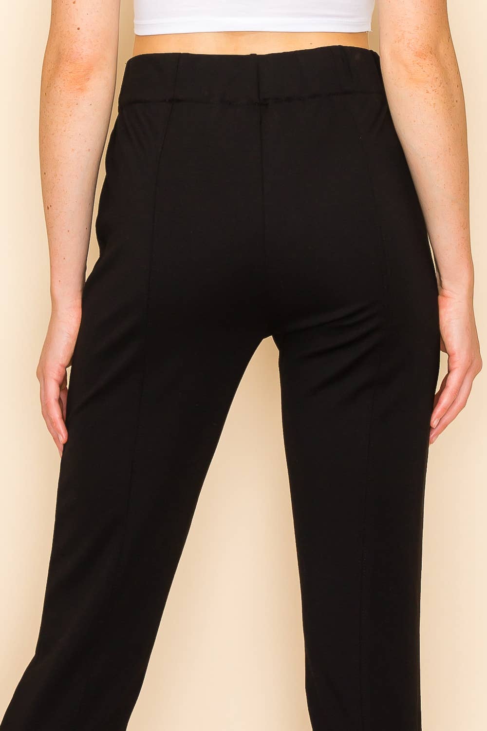 Black Elastic Waist Crop Pants