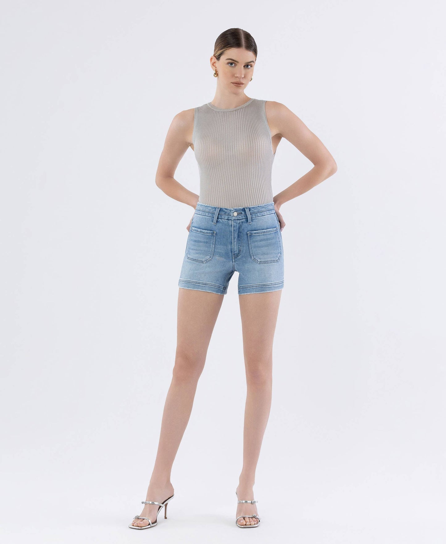 High Rise Shorts w/ Patch Pockets