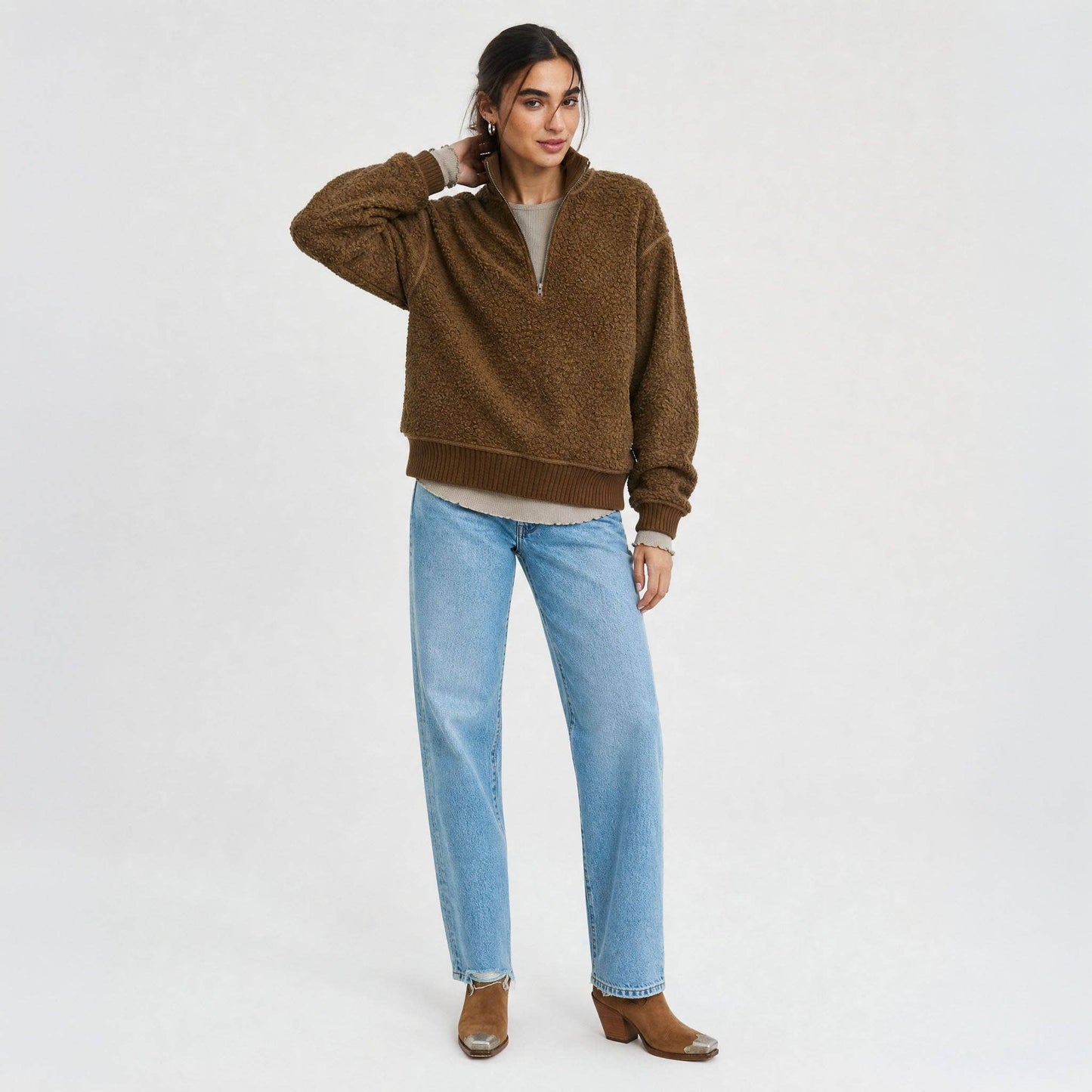 Women's Magnolia Bouclé Quarter Zip Pullover
