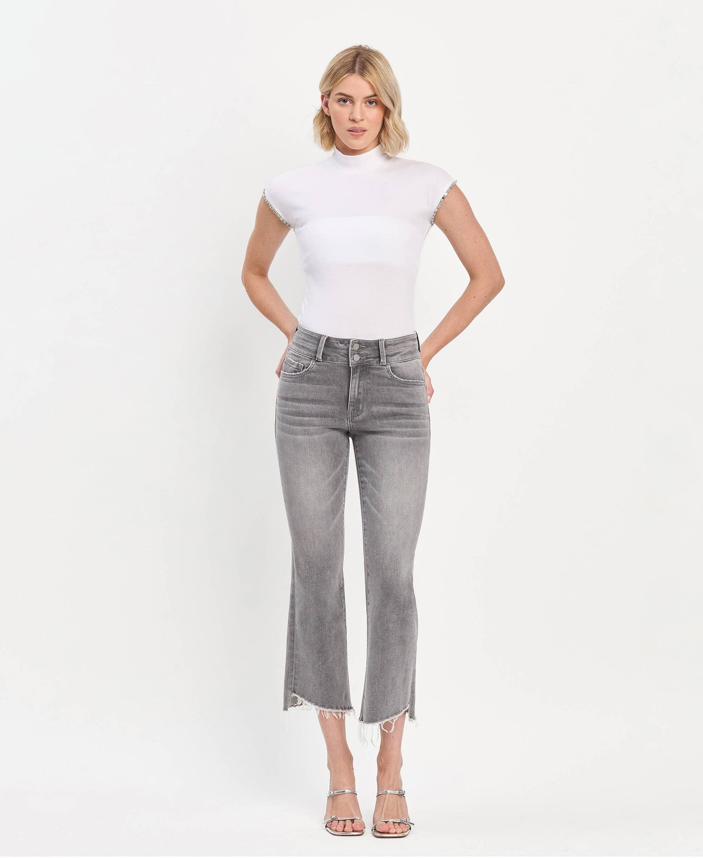 High Rise Bootcut Cropped Jeans